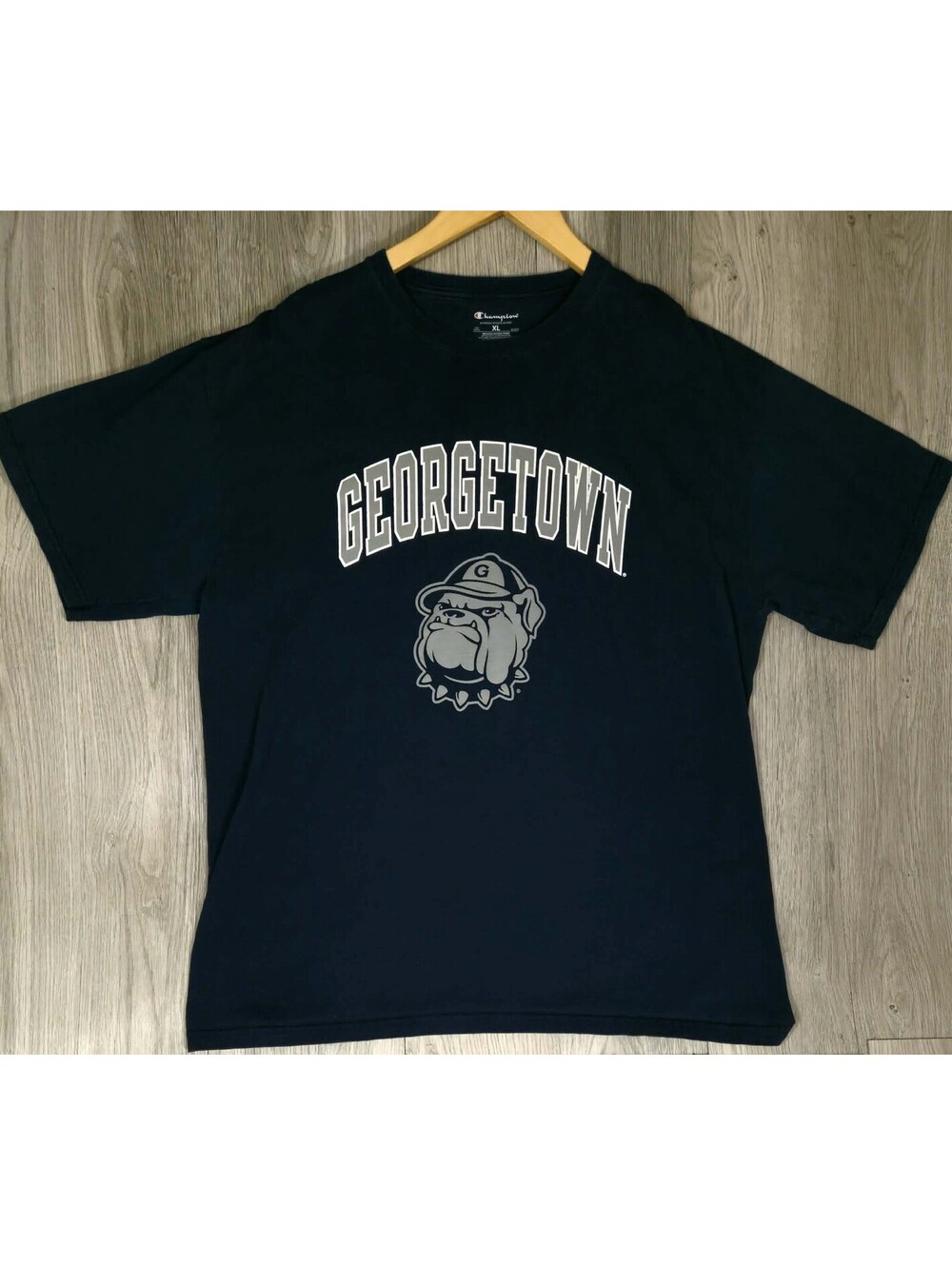 Champion Georgetown Hoyas Bulldog NCAA T-Shirt Navy Blue XL College #14